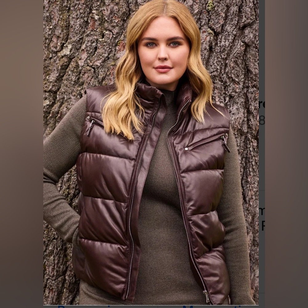 Ralph Lauren Brown Lamb Leather Puffer Vest *New* XL $495